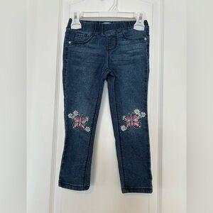 Girls' Blue Jeans with Butterfly Embroidery